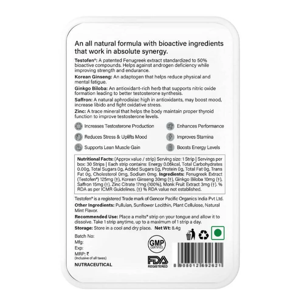 Wellbeing Nutrition Melts Testo Power Oral Strips | Plant-Based Testosterone Support | Mixed Fruit Flavor-4
