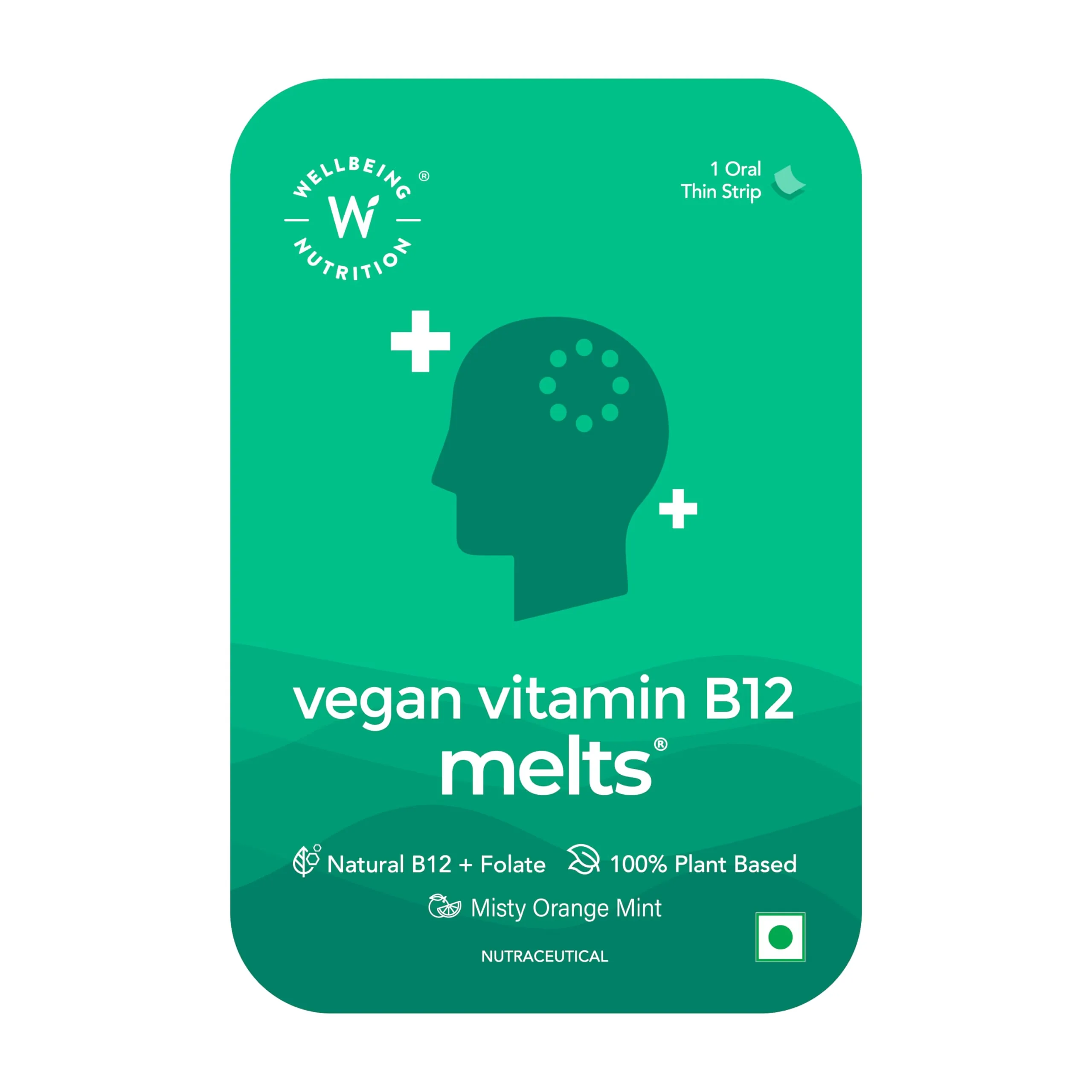 Wellbeing Nutrition Melts Vegan Vitamin B12 Thin Strips | Sublingual Oral Dissolving Strips | Misty Orange Mint Flavor-3