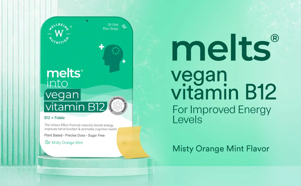 Wellbeing Nutrition Melts Vegan Vitamin B12 Thin Strips | Sublingual Oral Dissolving Strips | Misty Orange Mint Flavor-4