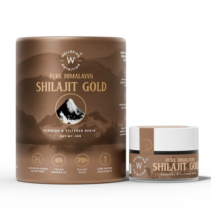 Wellbeing Nutrition Pure Himalayan SJ Gold Resin | Ayurvedic Shilajit with 24K Gold & Ashwagandha | Natural Stamina & Vitality Support