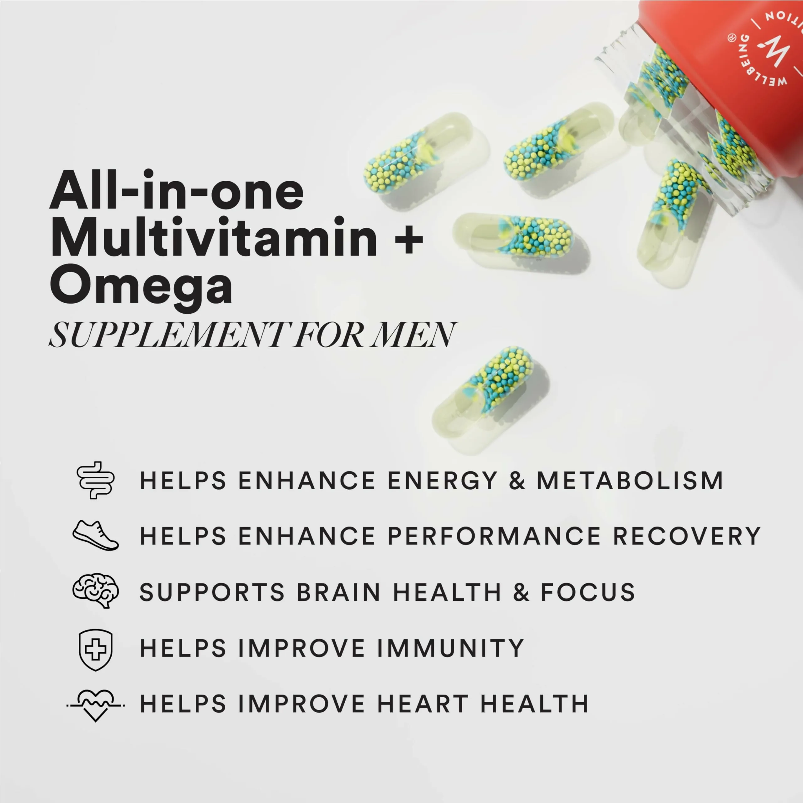Wellbeing Nutrition Slow Multi + Omega for Him Capsules | 2-in-1 Multivitamin with Vegan Omega-3 | 8-Hour Sustained Release Daily Supplement-4