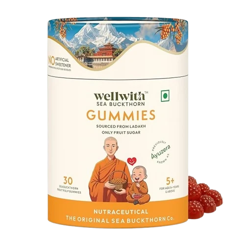 Wellwith Sea Buckthorn Vitamin C Rich Immunity Gummies | Multivitamin Supplement | Daily Wellness Chewables