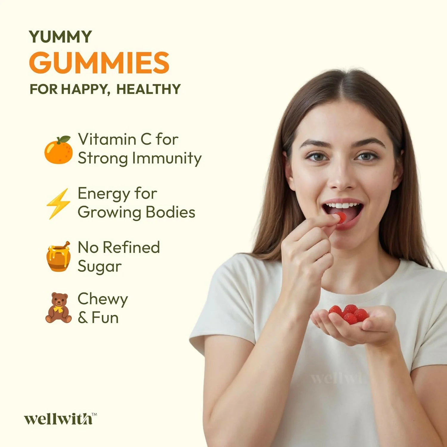 Wellwith Sea Buckthorn Vitamin C Rich Immunity Gummies | Multivitamin Supplement | Daily Wellness Chewables-2