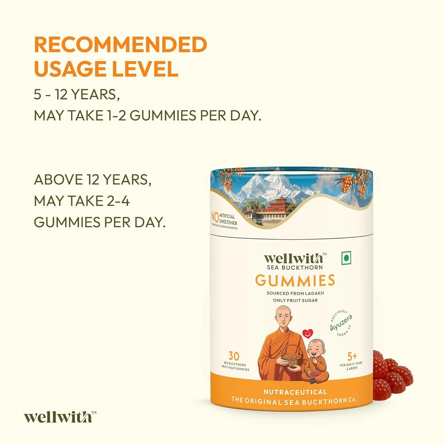 Wellwith Sea Buckthorn Vitamin C Rich Immunity Gummies | Multivitamin Supplement | Daily Wellness Chewables-3