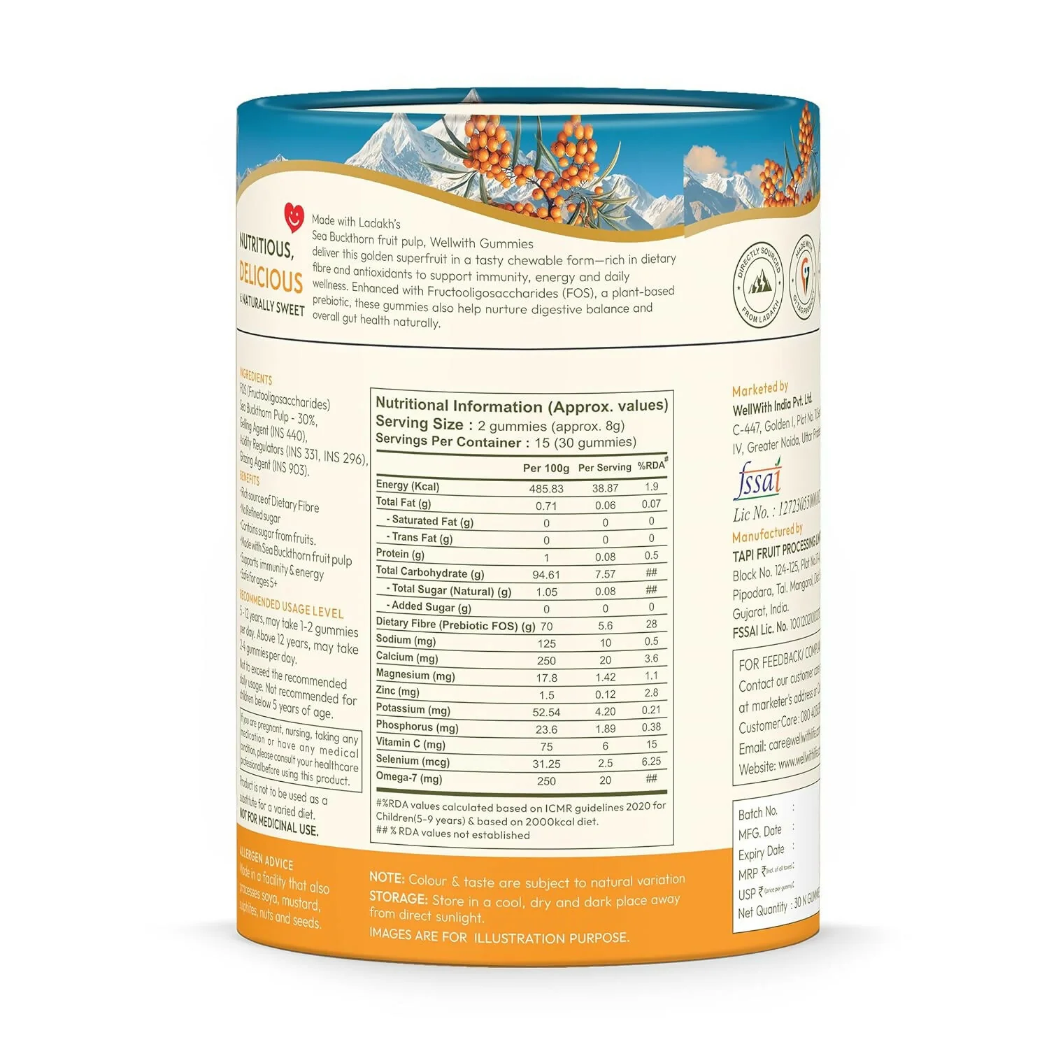 Wellwith Sea Buckthorn Vitamin C Rich Immunity Gummies | Multivitamin Supplement | Daily Wellness Chewables-5