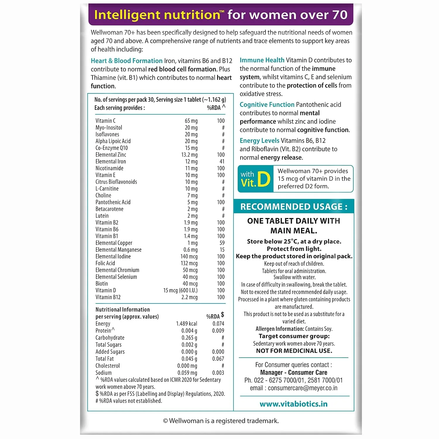 Wellwoman 70+ Health Supplements | Advanced Multivitamin Tablets for Women | Heart, Brain, and Immune Support-6