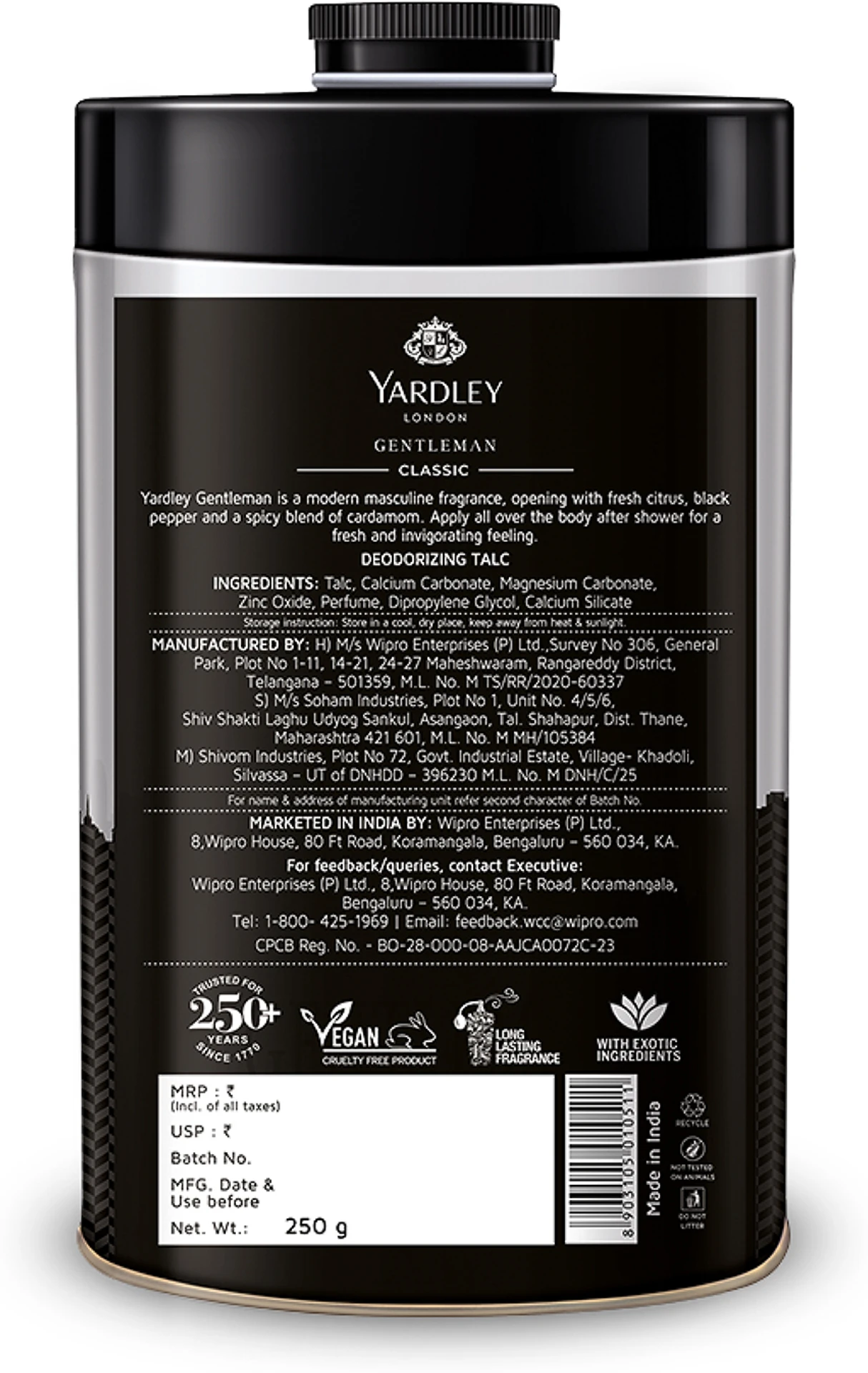 Yardley London Gentleman Classic Talcum Powder For Men | Fragrant Masculine Talc | Woody and Spicy Aroma-2