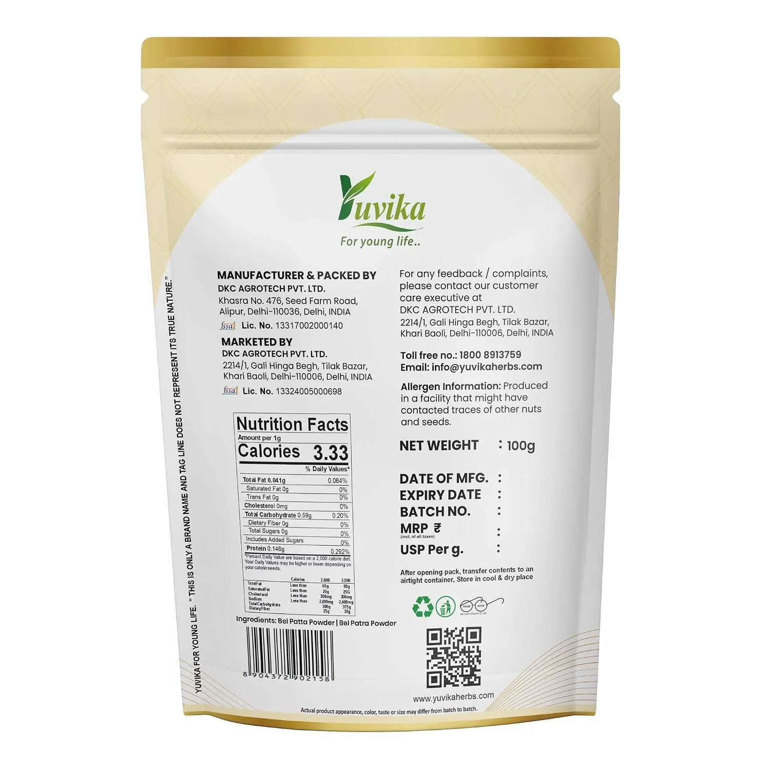 Yuvika Bel Patta Powder | Pure Bilva Leaf Powder | Natural Ayurvedic Digestive Support-2