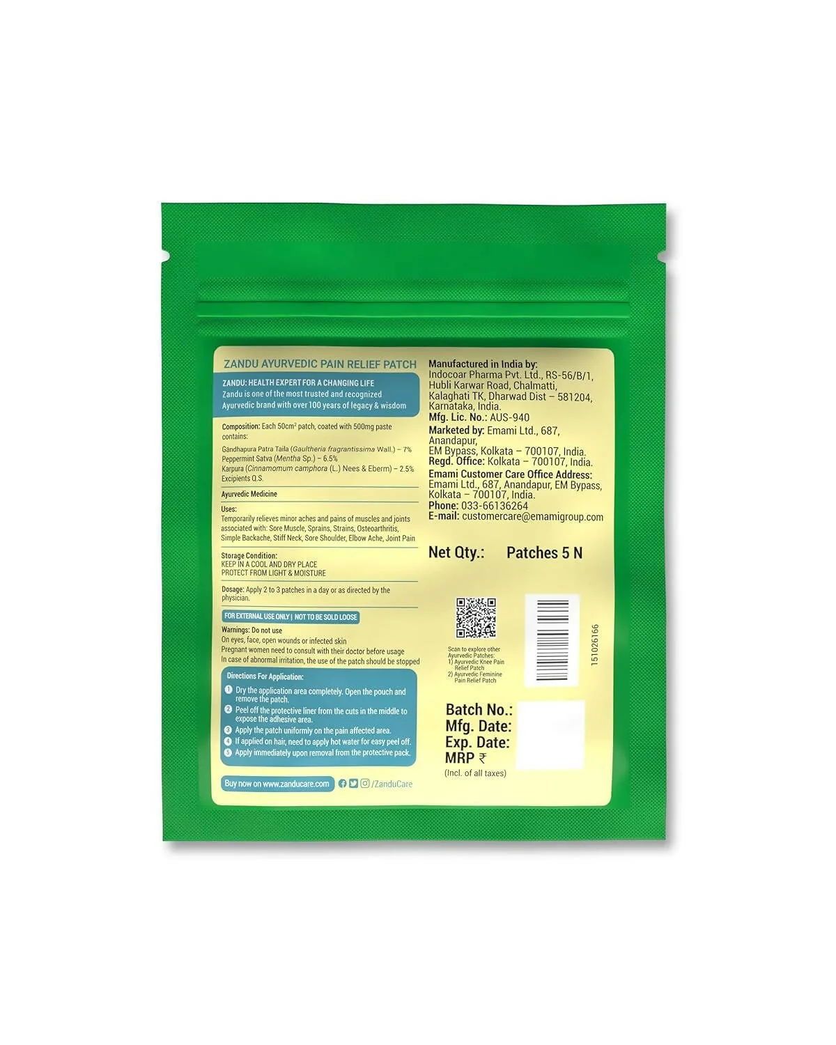Zandu Ayurvedic Pain Relief Patch | Transdermal Herbal Patch | Long-Lasting Joint & Muscle Comfort-2