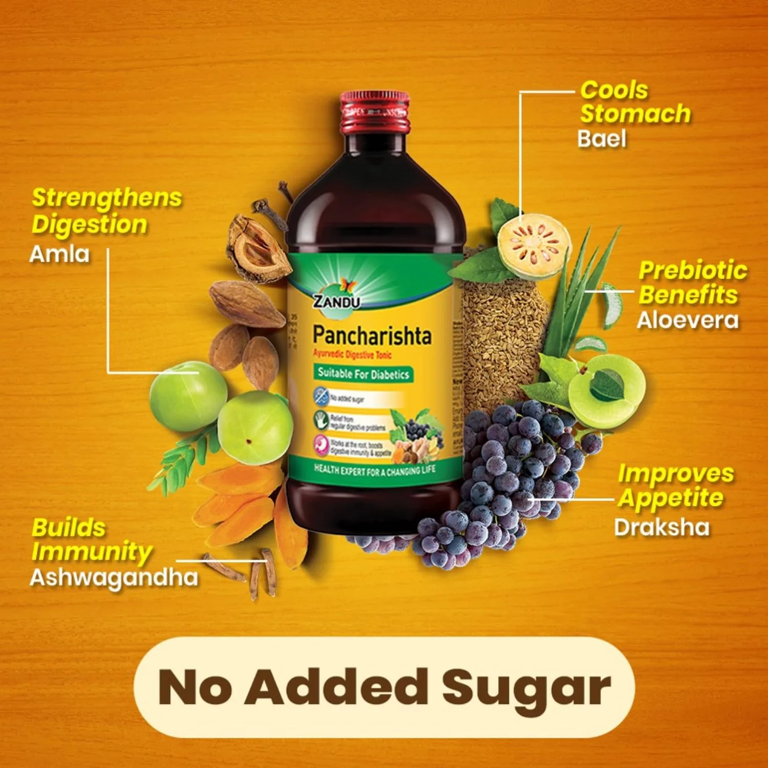 Zandu Pancharishta Digestive Tonic Suitable For Diabetics | Sugar-Free Ayurvedic Formula | Relief from Gas, Acidity & Indigestion-3