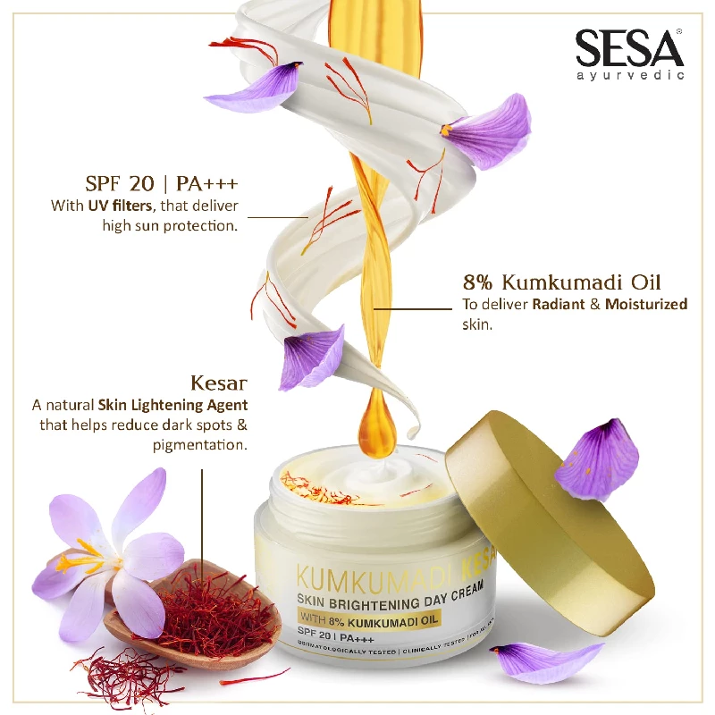 Sesa Kumkumadi Kesar Skin Brightening Day Cream Spf 20 - Image 4