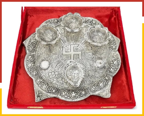Silver plated pooja set
