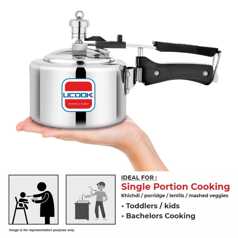 UCOOK Chhotu Induction Inner Lid Aluminium Pressure Cooker Silver - Image 4