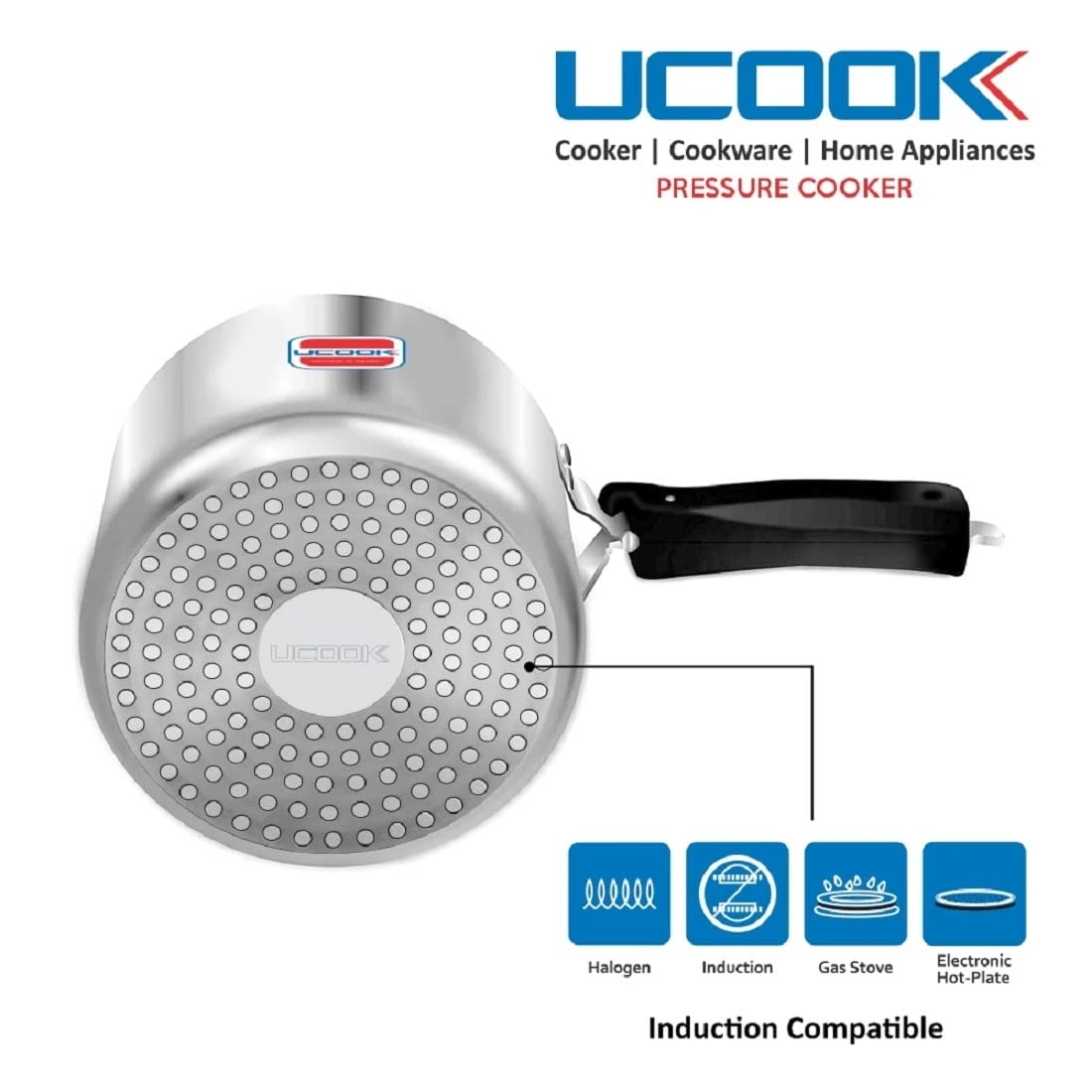 UCOOK Chhotu Induction Inner Lid Aluminium Pressure Cooker Silver - Image 5